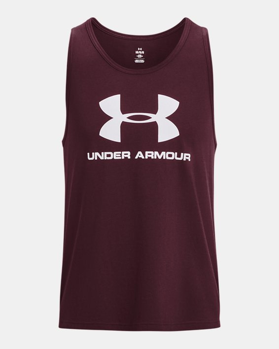 Men's UA Sportstyle Logo Tank in Maroon image number 4